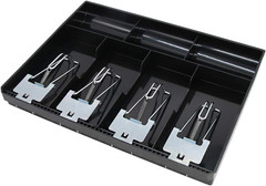 Cash Register Drawer Insert Tray 4 Bill/3 Coin Compartments with Metal Clip