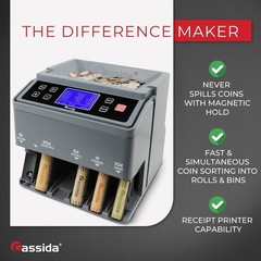 Cassida C300 Professional USD Coin Counter, Sorter and Wrapper/Roller, 300 coins