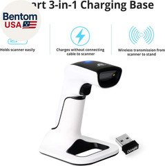 Wireless Portable 1D&2D with Stand Bluetooth Barcode Scanner: 3-In-1 Handheld Sc