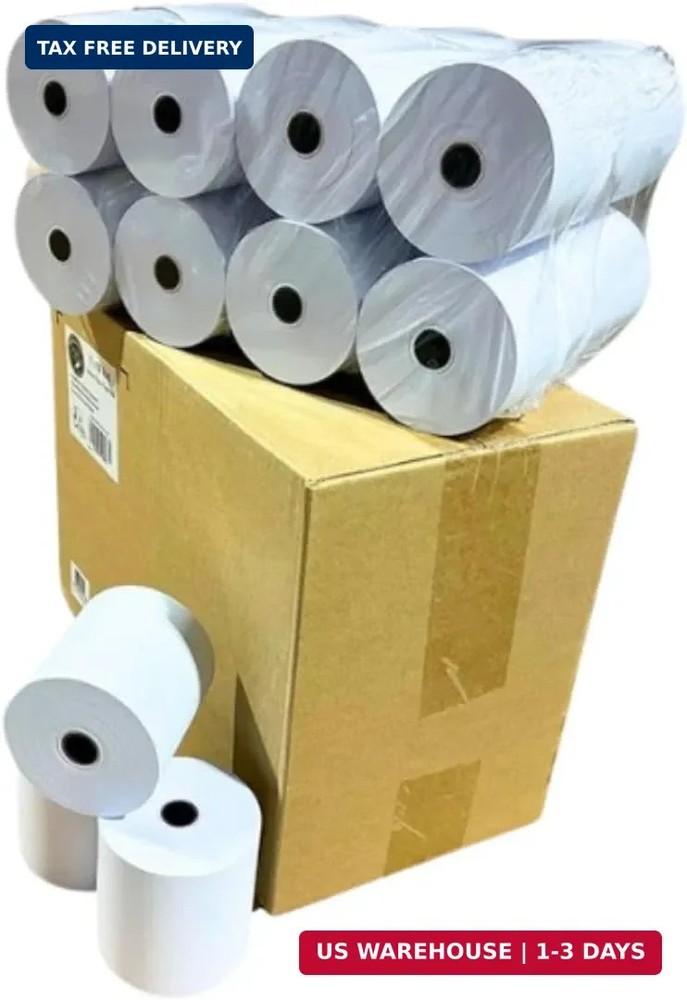 BAM POS 3″ x 150′ 1ply Bond Receipt Paper Rolls for Kitchen Impact Printers TMU2