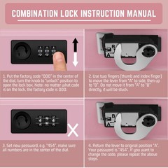 Cash Box with Combination Lock – Pink 5-Compartment Metal Cash Box with Tray