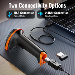 1D 2D QR Barcode Scanner Wireless and Wired with Battery Level Indicator Digital