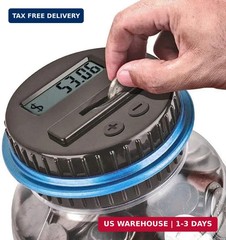 Digital Counting Money Jar, Digital Coin Counter with LCD Display Large Capacity