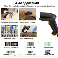 TEEMI 2D Barcode Scanner w/ Smart Stand, USB Handheld Automatic QR Data Matrix P
