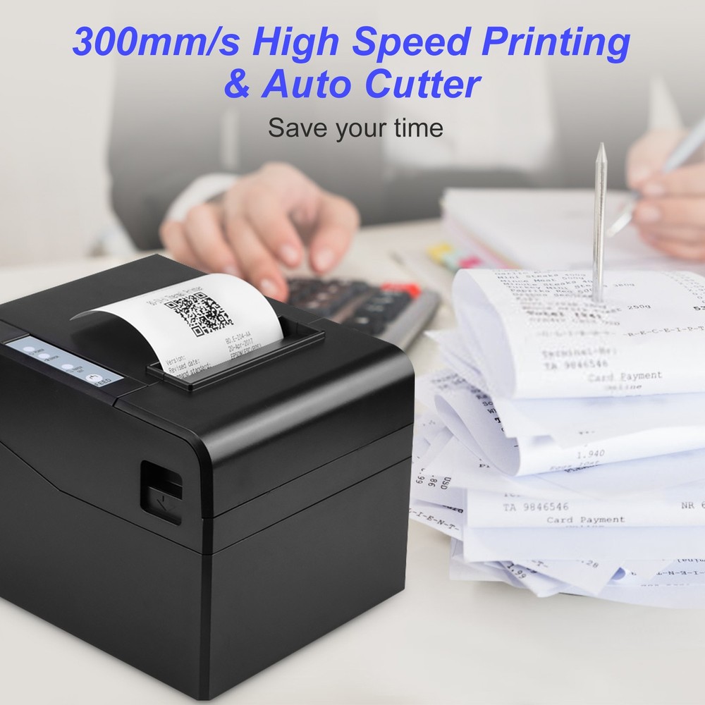 Thermal Receipt Printer 80mm Desktop Direct Thermal Printing USB Connection DYWR