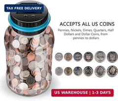 Digital Counting Money Jar, Digital Coin Counter with LCD Display Large Capacity