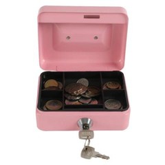 Locking Steel Mini Cash Box with Removable Coin Tray and Key Lock for Kids 4….