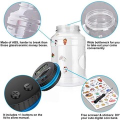 1.8L Digital Coin Counter Money Piggy Bank ABS Jar LCD Display Lock 2 Keys