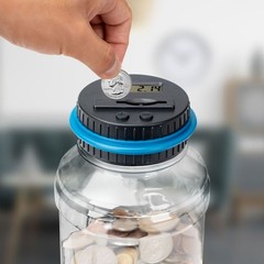 Electronic Digital LCD Coin Counter Counting Jar Money Saving Piggy Bank 1.8L OY