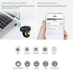 Alacrity 2D Wireless Ring Barcode Scanner,Portable Bluetooth Wearable Finger