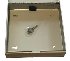 Vintage Compact MMF Wheeling IL MMF Industries Metal Cash Lock Box w/ Key 7x7x3”