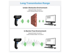 PecuMecu Bluetooth 1D&2D Barcode Scanner 3-in-1 Bluetooth & USB Wireless TM-10B