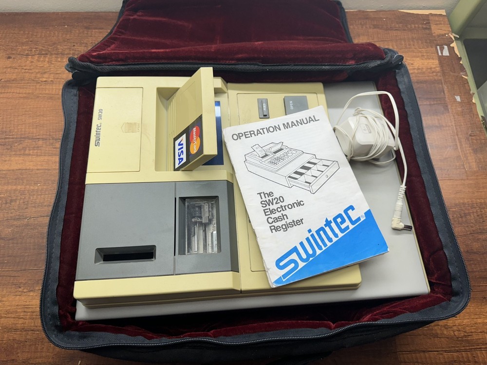 Swintec SW-20 Electronic Cash Register With Operators Manual & Case no key