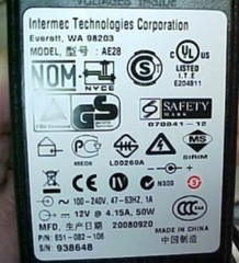 Intermec 50W Power Supply Adapter 12V 4.15A 120V Barcode Charger 851-082-106 New