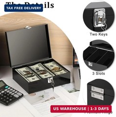 Acrylic Lockable Cash Storage Box 3 Slots Money Holder Cash Organizer Currency T