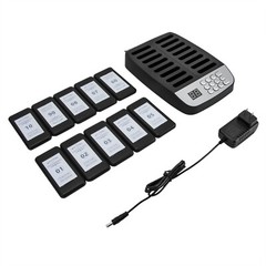 Black Restaurant Pager System 10 Pagers, with Vibration, Light, Dripping Sound