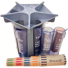 5-In-1 Coin Sorter Tube with Coin Wrappers Easy Coin Counter Organizer Roller fo