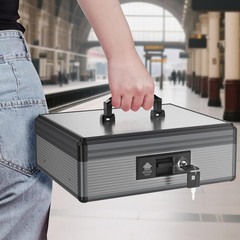 Extra Large Locking Cash Box with Tray & Key – Secure Money Organizer