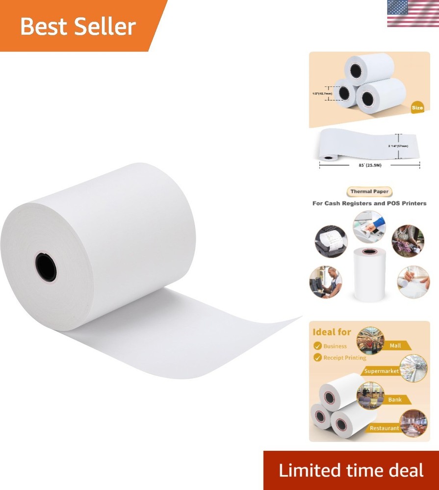 5 Rolls of 2 1/4″ x 85′ BPA-Free Thermal Paper for POS Systems – Durable & Clear