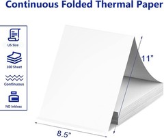 100 Sheets US Letter Size Thermal Paper, 8.5 x 11 Inch Thermal Printer Paper for