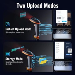 Tera Barcode Scanner Wireless 1D Laser Cordless Reader with Orange