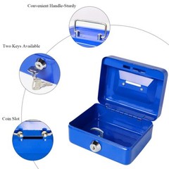 Small Cash Box with Lock and Slot Metal Coin Piggy Bank for Adults and Kids