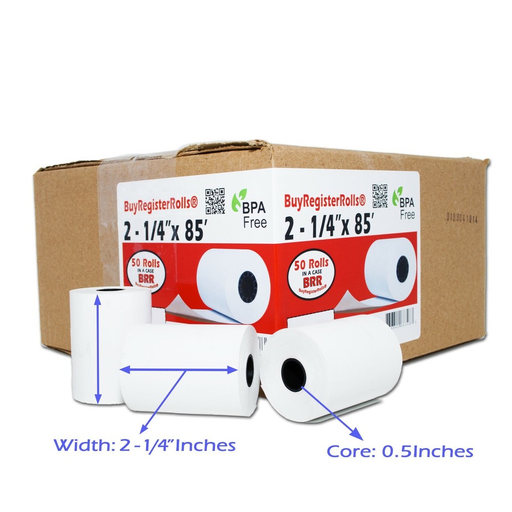 2 1/4″ X 85 THERMAL PAPER 500 ROLLS FIRST DATA FD130 FD50 FD55 FD100TI