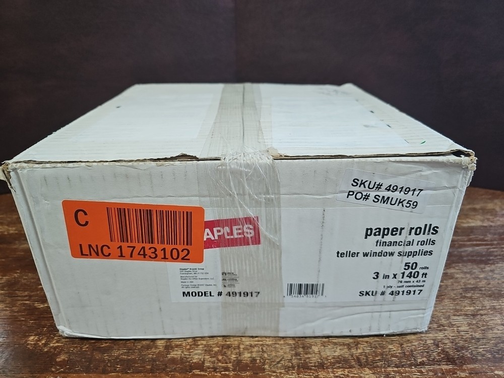 Financial Paper Rolls Fro. Staples 3″ x 140 Ft. 50 Rolls