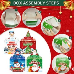 Christmas Money Box Cash Gift Pull Tree Snowman Santa Elk Surprise Merry 4 Pack