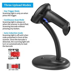 Wireless 1D 2D Barcode Scanner with Stand NetumScan Portable Automatic QR Cod…