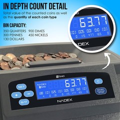 Coin Counter S540 Pro Gray Sorts 300 Coins/Min with 48 Preformed Wrappers