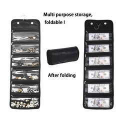 Money Wallet Organizer for Cash with 6 Zippered Pocket 6 pockets, Black