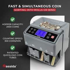 C300 Professional Coin Counter & Sorter, 300 Coins/min, Gray