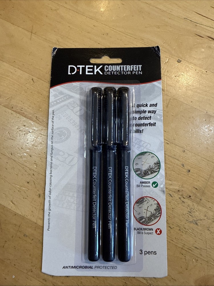New CONTROLTEK® DTEK Counterfeit Detector Pens, Black, 3/Pack FREE SHIPPING