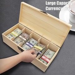 Natural Wood Currency Money Box with Locking Cover – Perfect for Home & Office`