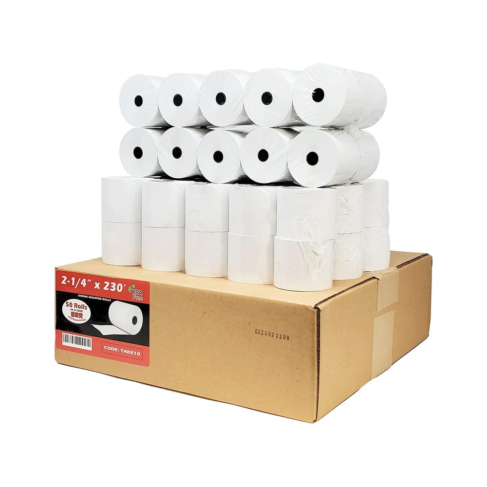 (48 Gsm Paper Thickness) 2 1/4 x 230ft 1-Ply Thermal Paper [50 Rolls] BPA Fre…