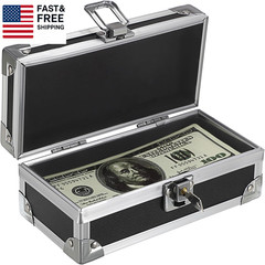 Cash Box with Lock, Aluminium Alloy Money Box for Cash Lockable Money Storage Bo
