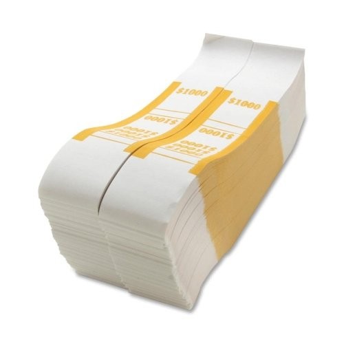 Sparco $1000 Bill Strap – 1000 Wrap[s] – Kraft – Yellow (BS1000WK)