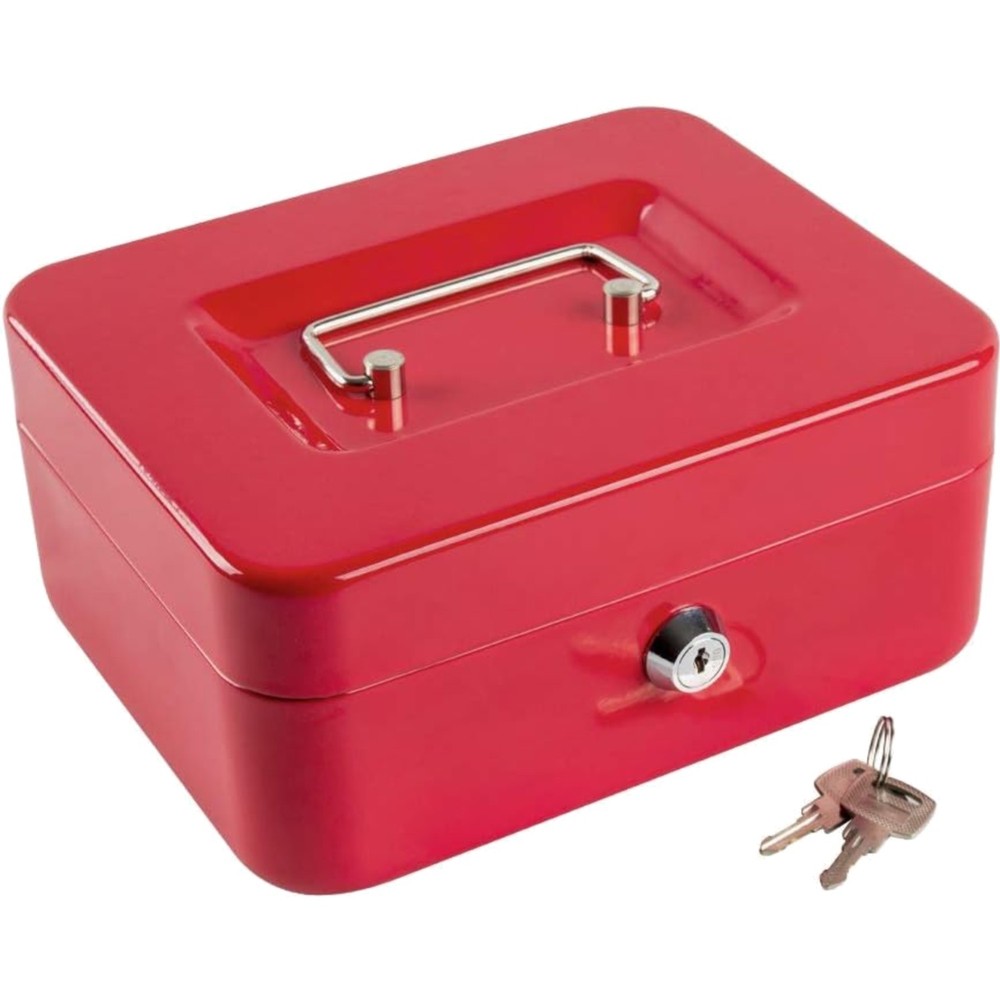 Medium Cash Box with Money Tray,Small Safe Lock Box with Key,Cash Drawer,7.87…