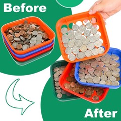 Coin Sorter Tray & Tube Set – 4 Color Coded Coin Separators + 100 Assorted Wrapp