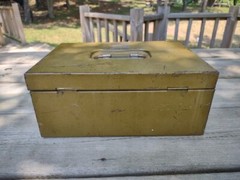 Vintage ASCO Art Steel Co New York OD Olive Drab Metal Safe Deposit Box NO KEY