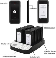 Pager System 16 Buzzers Vibration Flashing Wireless Restaurant medical hotel