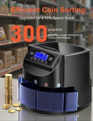 Coin Counter and Dollar Coin sorter with LCD Display, 300-coin Capacity, Supp…