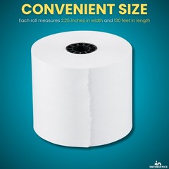 Adding Machine/Calculator Roll, 16 lb, 1/2″ Core, 2-1/4″ x 150 ft, White (3)