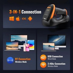 Barcode Scanner Wireless with Screen: Pro Version 1D 2D QR with Setting Keypa…