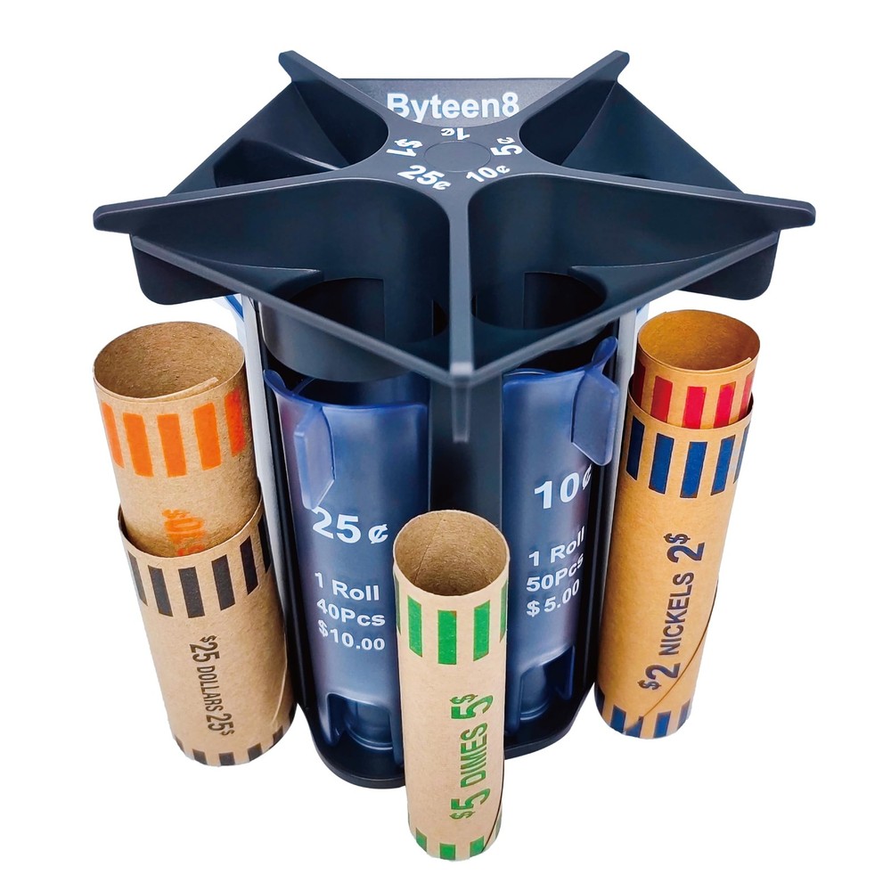 Coin Counter Coin Sorter Tubeï½œCreative 5-in-1 Change Sorter Coin Organizerï