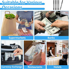 5 Pack Counterfeit Money Detector Pen, Money Marker Bill Detector Pen, Universal