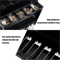 Cash Box with Money Tray, Key Lock Money Safe with Security Cable and Waterproof