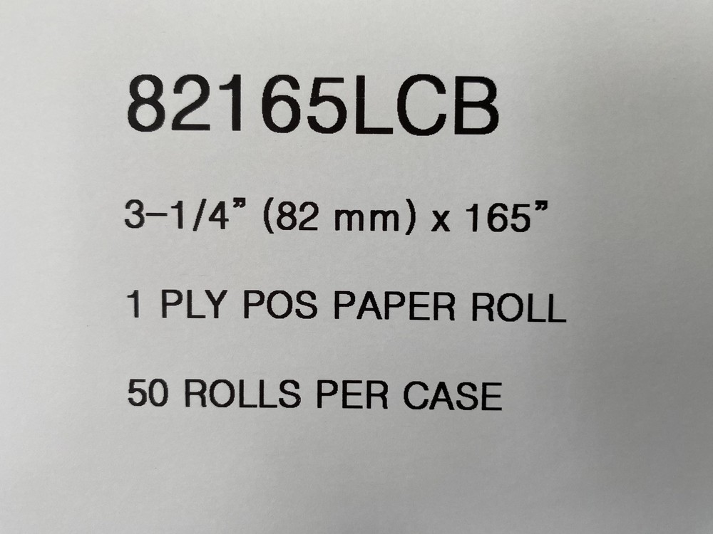 3-1/4 X 165’ 1Ply Bond Paper Rolls 50R 82165LCB