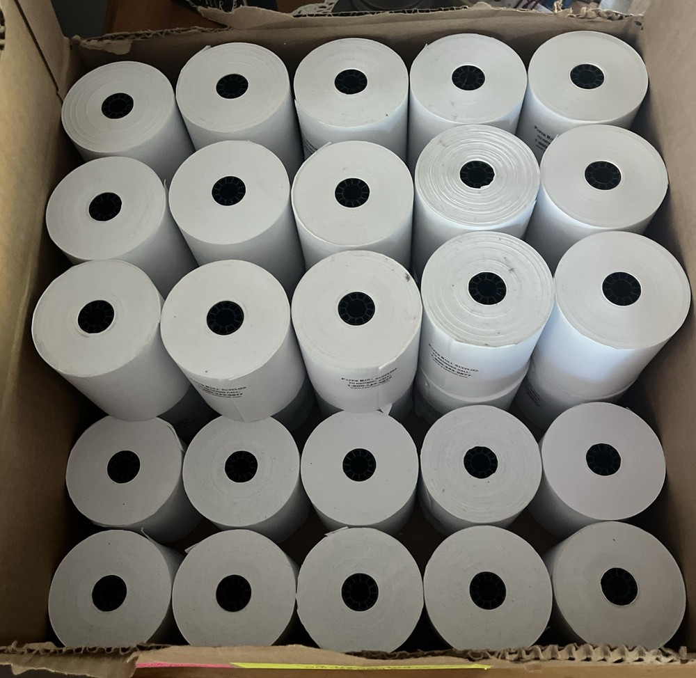 High-Quality 3 1/4” x 190’ White 1-Ply Bond Rolls, 41 Rolls for Various Printers